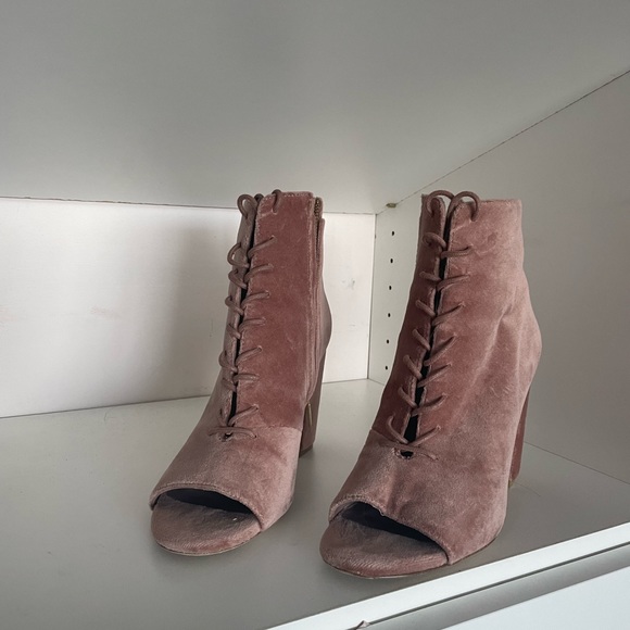 Joie - dusty rose lace up peep toe bootie - Picture 2 of 4